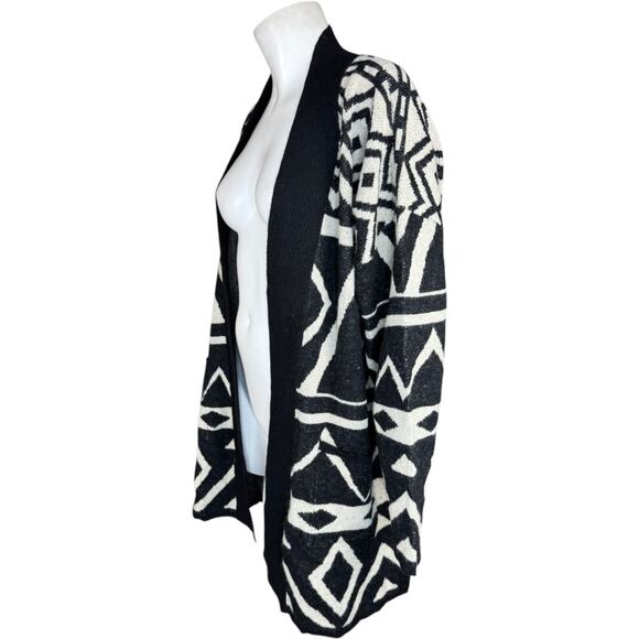 Denim & Co. Canyon Retreat Jacquard Cardigan Washed Black Geo X-Large - Picture 5 of 13